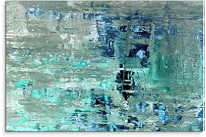 Paul Sinus Art Toile de Peinture Bleue-Vert Style Abstrait/Toile sur châssis 120 x 80 cm/panoramique