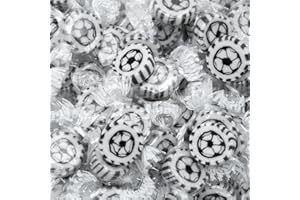 KYWIË Bombki piłkarskie na urodziny dziecka, imprezę piłkarską 500 g – ręcznie nawijane cukierki rockowe z piłką nożną – dekoracja stołu, prezent dla gości (czarny, biały) – Mistrzostwa Świata w Piłce Nożnej