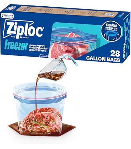 Food Storage Containers Ziploc Marinade Bags - 24 Count Stand-Up Expandable Bottom 8-Cup Storage Bags Leak Resistant Bags