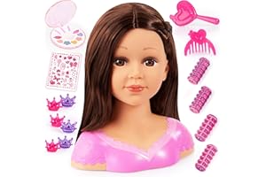 Bayer Design - 90088AK, Charlene Super Model Styling Head, Schminkkopf, Frisierkopf inklusiv Kosmetik und Zubehör, Braune Haare