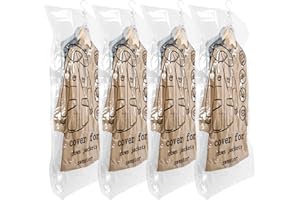 REAQUE 4 Pezzi Sacchetti Sottovuoto Vestiti da Appendere, Sacco Compressione Sottovuoto Appeso Sacchi Sottovuoto Salvaspazio Sacchetti Vestitii Trasparente e Riutilizzabile per Abiti, Cappotti, Giacche