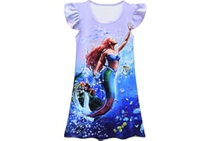 Tangsenyu Ariel Mermaid Dress Kids,Toddler Little Girls Costume Ruffles Sleeve Casual Dresses