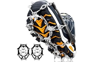 Rajvia Crampones 19 Dientes Tacos de tracción Nieve y Hielo Tracción para Invierno Deportes Montañismo Escalada Caminar Alpinismo Cámping Acampada Senderismo