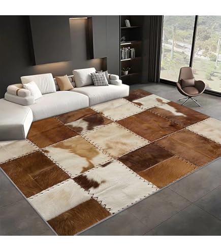 Tapis En Cuir De Vachette Patchwork - Premium Cowhide - Design Exclusif
