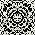 Peel and Stick Floor Tiles Self Adhesive Vinyl Flooring Waterproof Black and White Applique Effect for Kitchen Bathroom Hallway 30x30 10pcs(0.9㎡)
