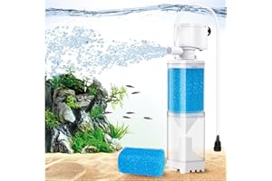 Vehipa Filtre Aquarium - Pompe de 4W, Filtration, Circulation et Oxygénation - Couche de Séparation des Impuretés - pour Bac 20-80L