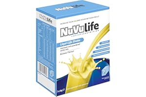 NuVu Life, Liquid-Life Shake. High Calorie, High Protein, Nutrient Rich Powdered Drink Mix for Weight Gain or Meal Replacement (Banana, 7 Sachets)