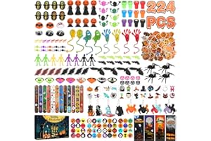 KOMABLEN 224 Pezzi Gadget Halloween Gadget Compleanno Bambini, Halloween Regalini Fine Festa Compleanno, Pignatta Pensierini per Bambini Dopo Festa Sacchetti Compleanno per Ragazzi e Ragazze