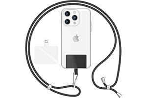 NALIA Lanière Universelle pour Telephone Portable, Cordon Tour De Cou pour Smartphone Etui, Porte Clef Chaine réglable avec Crochet Métallique e Carte, Sangle pour Épaule, Couleur:Noir