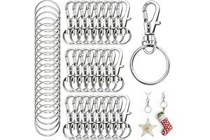 BAVERTA Swivel Lobster Clasps & Key Ring Hoops, 40PCS Keyring Making Kit 20pcs Lobster Clasps and 20pcs Keyring, Key Rings for Keychain Keyrings Chain for Lanyard Jewelry Making Crafts Silver