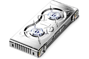 EVOCAMP Cocina de gas de 2 fuegos con encendido piezoeléctrico - Cocina de camping con cartuchos de gas MSF-1a 227g - Hornillo de gas - Hornillo camping 2 fuegos - Cocina de camping sin cartuchos de gas