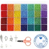 Naler 28000 Mini Colorful Beads for Bracelet and Necklace Making, 2mm | 28 Colors Rainbow Mini Crystal Beads Kit for Jeweller