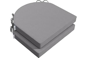 ‎PRIMEPATIO PRIMEPATIO Stuhlkissen 45x45x5cm (2er-Set) Hellgrau - Hochdichter Schaumstoff Indoor/Outdoor für Küche, Esszimmer, Garten - Mit Fixierbändern & Waschbarem Bezug