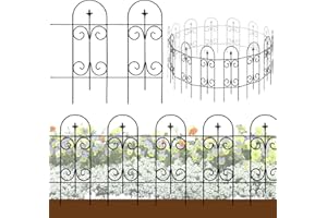 Thealyn Bordure de clôture de jardin décorative en métal 82 cm x 6,1 m - Panneaux de clôture en fer forgé antirouille pour parterres de fleurs, arbres, barrière d'animaux