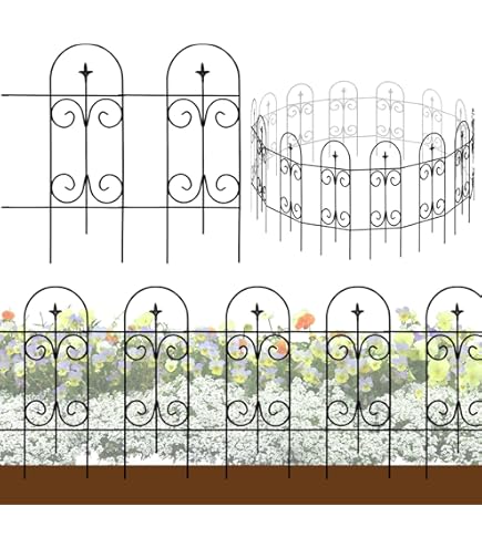 Relaxdays Recinzione Giardino Set 5 Pareti | Metallica Nero, Design Antico Con Farfalle 46x250cm - Foto 4