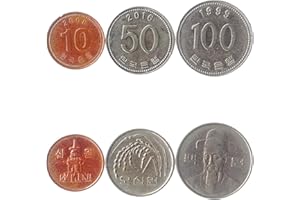 HOBBY OF KINGS Juego de 3 Monedas de Corea del Sur: 10, 50, 100 Won. 1982-2019