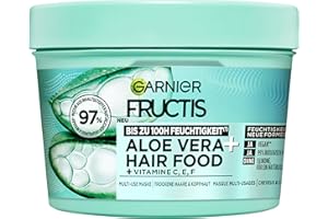 ‎GARNIER Garnier Fructis Aloe Vera Haarmaske, Leave-In für normales bis trockenes Haar, Mehr Geschmeidigkeit und Glanz, Intensive Feuchtigkeit, Ohne Silikone, Hairfood, 3in1, 400ml