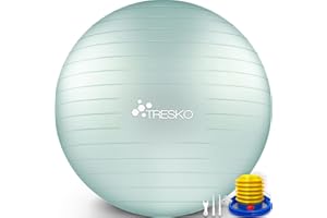 TRESKO® Pelota de Gimnasia Anti-Reventones | Bola de Yoga Pilates y Ejercicio | Balón para Sentarse | Balon de Ejercicio para Fitness | 300 kg | con Bomba de Aire
