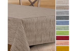 ‎BEAUTEX Wachstuchtischdecke rund oval eckig, Georginias Tischdecke abwischbar, Farbe und Größe wählbar (Eckig 100x140 cm Braun)