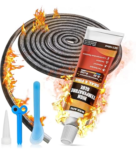 Kit Guarnizioni Per Porta Stufa A Legna – Corda In Fibra Di Vetro 6-25 Mm, Resistente A 550°C, Non Adesiva, Con Colla E Adesivi Inclusi