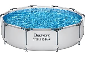 Bestway Steel Pro MAX Frame Pool ohne Pumpe Ø 305 x 76 cm, lichtgrau, rund, Grau