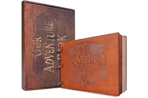 JIMBON Our Adventure Book-Album Fotos Para Pegar Y Escribir,Relleno Flexible,Portada de Madera,DIY Album Scrapbooking Adecuado Para áLbumes de CumpleañOs/Bodas/Viajes,60 PáGinas,DiseñO de Globo