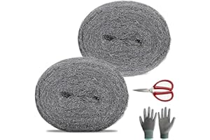 LONOVE BEAUTY PRODUCTS Premium Wire Wool Mice 2 Rolls 22f (6.7 Meter) - Ultra-Fine 0000 Steel Wool for Cleaning, Polishing & Surface Preparation with Scissors and Glove