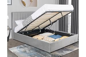 Blisswood Ottoman Bed With Memory Foam Mattress, 4ft Small Double Upholstered Bed Frame, Ottoman Bed With Storage & Wooden Slats Small Double Bed Frame (4ft Small Double Bed With Mattress Include)