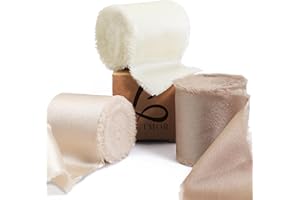Ligtmor Ruban satin Mousseline de soie 13.5m x 3.8cm Cadeau Mariage Tissu Ruban pour emballage cadeau DIY Décoration -champagne & nude