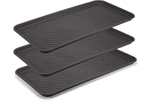 Supremery 3X XL Bandeja de Goteo para Zapatos Alfombrilla para Zapatos Depósito - Estante para Zapatos 76x38x3cm con Borde Elevado - Bandeja de Goteo Negra para Zapatos Lluvia Otoño Invierno