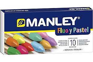 Manley Ceras 10 Unidades | Ceras de Colores Profesionales de Color Flúor y Pastel | Ceras Profesionales | Estuche de Ceras Blandas de Trazo Suave | Pueden Mezclarse los Colores | Colores Surtidos