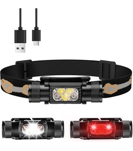 BORUIT HP360 Rechargeable Headlamp - 1000 Lumens With Red & Green COB Lights, 7 Modes For Outdoor Adventures