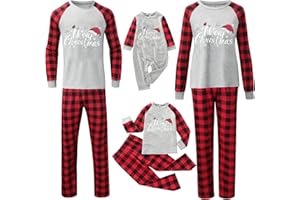 FAMZUNEU Weihnachts Pyjama Family Set Schlafanzug Weihnachten Partner Damen Herren Kinder Weihnachtspyjama Jungen Mädchen Rundhals Familien Outfit Set Matching Pyjamas