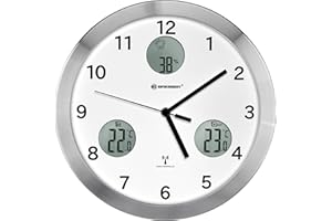 Bresser MyTime io, zegar ścienny z cichym mechanizmem zegarowym, 30 cm, z czujnikiem temperatury wewnętrznej i zewnętrznej + wskaźnik wilgotności powietrza, w zestawie radiowy nadajnik zewnętrzny,