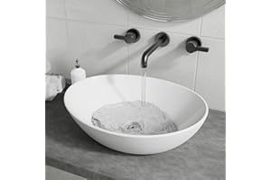 BELOFAY Modern Bathroom Basin Sink, Counter Top White Cloakroom Ceramic Basin for Bathroom, Vanity Cabinet, and Toilet (Oval 1)