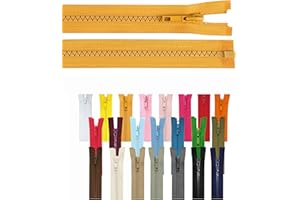 IHS RANGE Reißverschluss teilbar Jackenreißverschluss Kunststoff Krampe Zähne grob 5mm Jacken Mantel Taschen Senfbraun 55cm