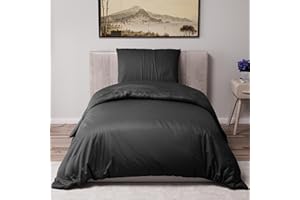 DREAMZIE Funda Nordica Cama 140x200 cm con 1 Funda Almohada 65x65 cm - Negro - Funda nordicas 140x200 de 100% Microfibra. Funda Nordica Certificada sin Productos Químicos (Oeko Tex)