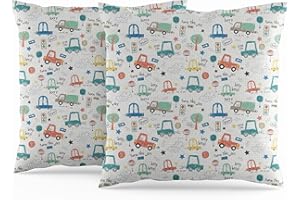 ggaimwf Kinderkissen mit Bezügen enthalten Kleines Auto Fahrzeug Transport Cartoon Quadratischer Kissenhüllen aus Leinen für Kinderzimmer Spielzimmer Schlafsofa Doppelseitig Kissen 40x40cm 2er-Set
