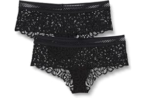 Iris & Lilly Damen Freches Hipster-Höschen aus Spitze mit Besatzdetail, 2er-Pack