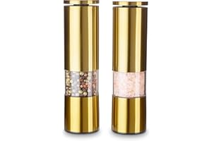 Echtwerk 2-teiliges Gewürzmühlen Set, Salz- und Pfeffermühle aus hochwertigem Edelstahl mit ABS-Keramikmahlwerk, Manuell, Für Pfeffer, Salz und Chilli, Gold-Edition