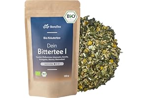 ‎BONATEA BIO Bittertee mit Löwenzahn, Wermut, Mariendistel und weiteren leckeren Bitterkräutern - Bitterstoff Kräutertee 100g Intensität: Leicht