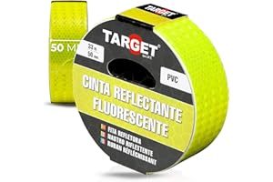 TARGET Cinta Reflectante Adhesiva, Advertencia Señalización Marcaje Alta Visibilidad Peligro Seguridad (FLUORESCENTE, 33 M X 50 mm)