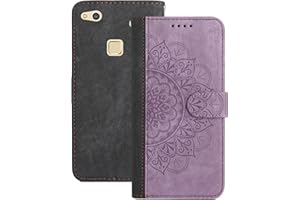 Vaitasy Funda Huawei P10 Lite, Ultra Delgado Cuero PU Protectora Carcasa con Magnética Función de Soporte Cover para P10 Lite - Mandala Púrpura