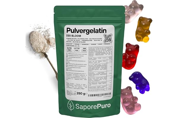 SaporePuro Gelatinpulver Livsmedelskvalitet 250 g – Gelbildande Medel av Animaliskt Ursprungs – 220 Bloom