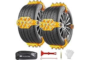 Oziral Cadenas de nieve universales para invierno, 8 unidades, 165 – 255 mm, antideslizantes, ajustables, fáciles de montar, duraderas, para coche, camión, SUV, carretera, nieve, carreteras, color
