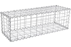 ‎DEFACTO DEFACTO Gabione, Steinkorb, Gabionenkorb, Drahtzaun, Gitter, aus rostfreiem verzinktem Stahl, Gartendeko, Pflanzenwand, silbern (100x30x30 cm)