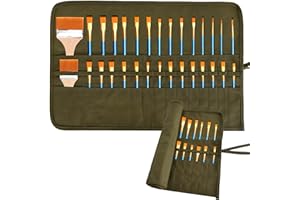 DECORDWELL Pinsel Taschen 30 Slots Stifterolle Rollmäppchen Stifteetui Rolle Pinselmappe Leer Künstler Pinselrolle Groß Makeup Pinsel Tasche Leinwand Stifterolle Pinsel Etui Case Für Stifte Aquarell Öl-Pinsel