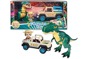 Pinypon Action 700016771 Wild Pack de Pick-up con Dino, Set de Juguete con un muñeco Pinypon Explorador y su Coche Todoterreno, Muchos Accesorios y un Dinosaurio Tiranosaurio Rex, Multicolor