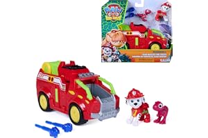 Paw Patrol: The Dino Movie Marshall Dino Rescue brandbil med 360° roterande | Storlek 20,3 cm, arbetshjul, Marshall-karaktär, filminspirerad uniform, fin motor, fantasy spel