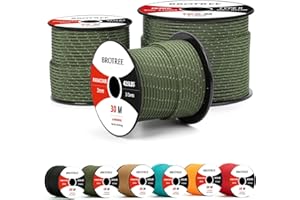 Brotree 3mm Paracord 425 100% Nylon 30M Rope 3 Strands Type II Parachute Cord for Outdoor, Craft, DIY - 192kg Breaking Load (Reflective Army Green)